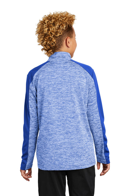 DISCONTINUED - Sport-Tek® Youth PosiCharge® Electric Heather Colorblock 1/4-Zip Pullover - SKU YST397