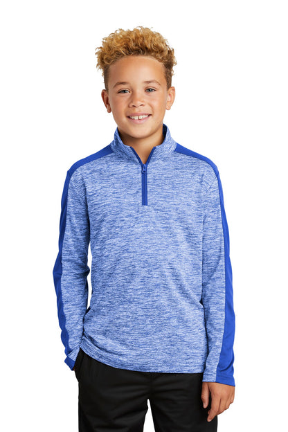 DISCONTINUED - Sport-Tek® Youth PosiCharge® Electric Heather Colorblock 1/4-Zip Pullover - SKU YST397