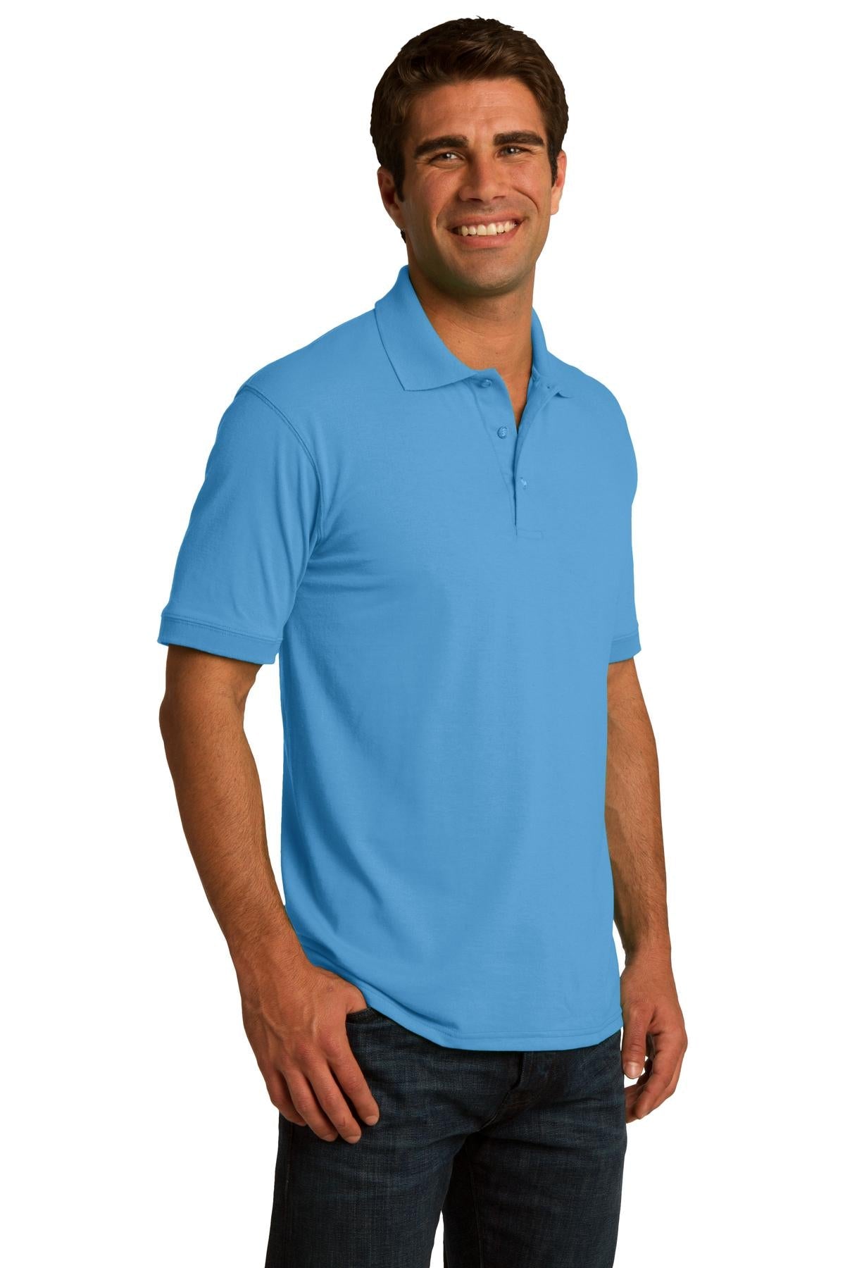 Aquatic Blue Port & Co Core Blend Jersey Knit Polo. KP55