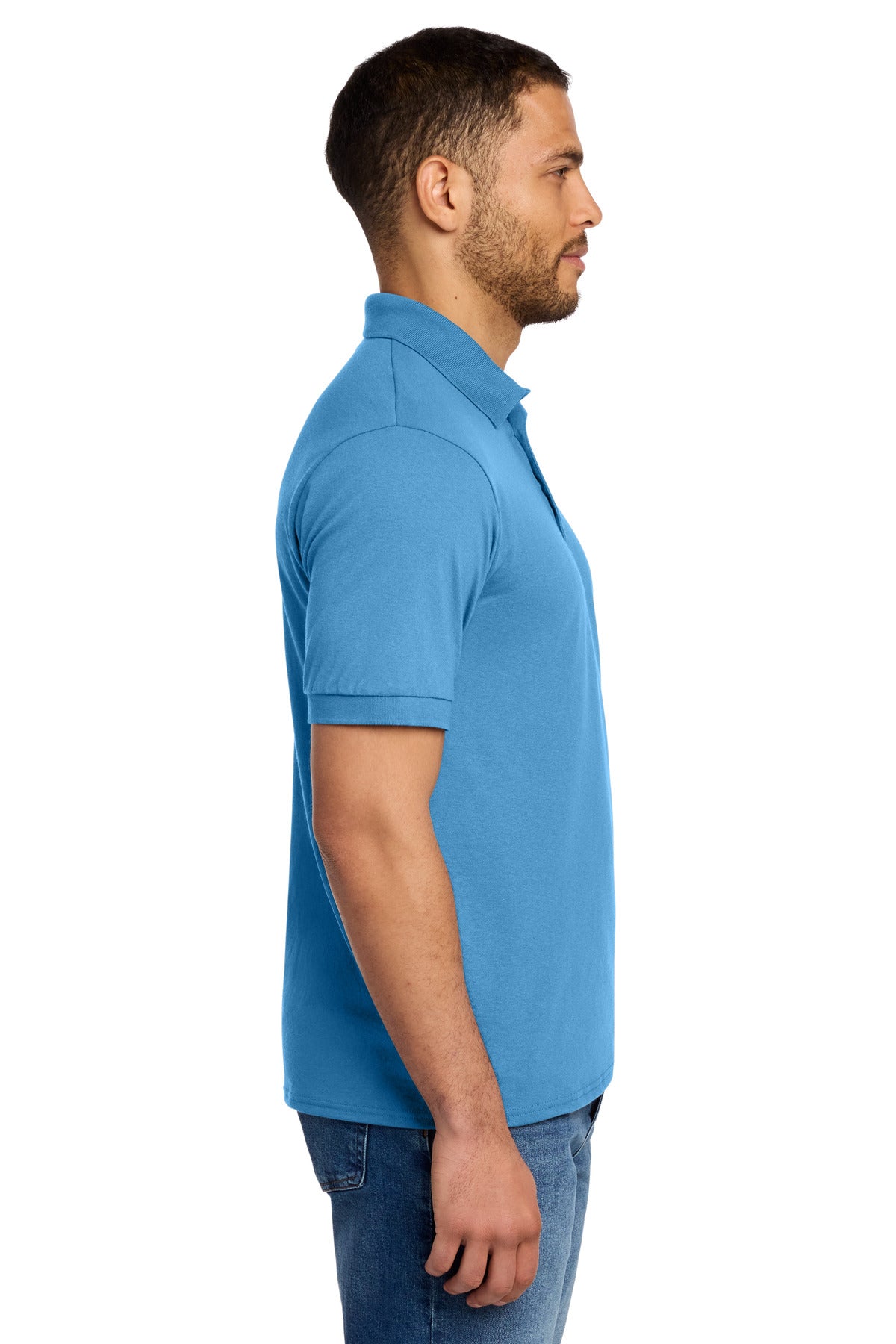 Aquatic Blue Port & Co Core Blend Jersey Knit Polo. KP55