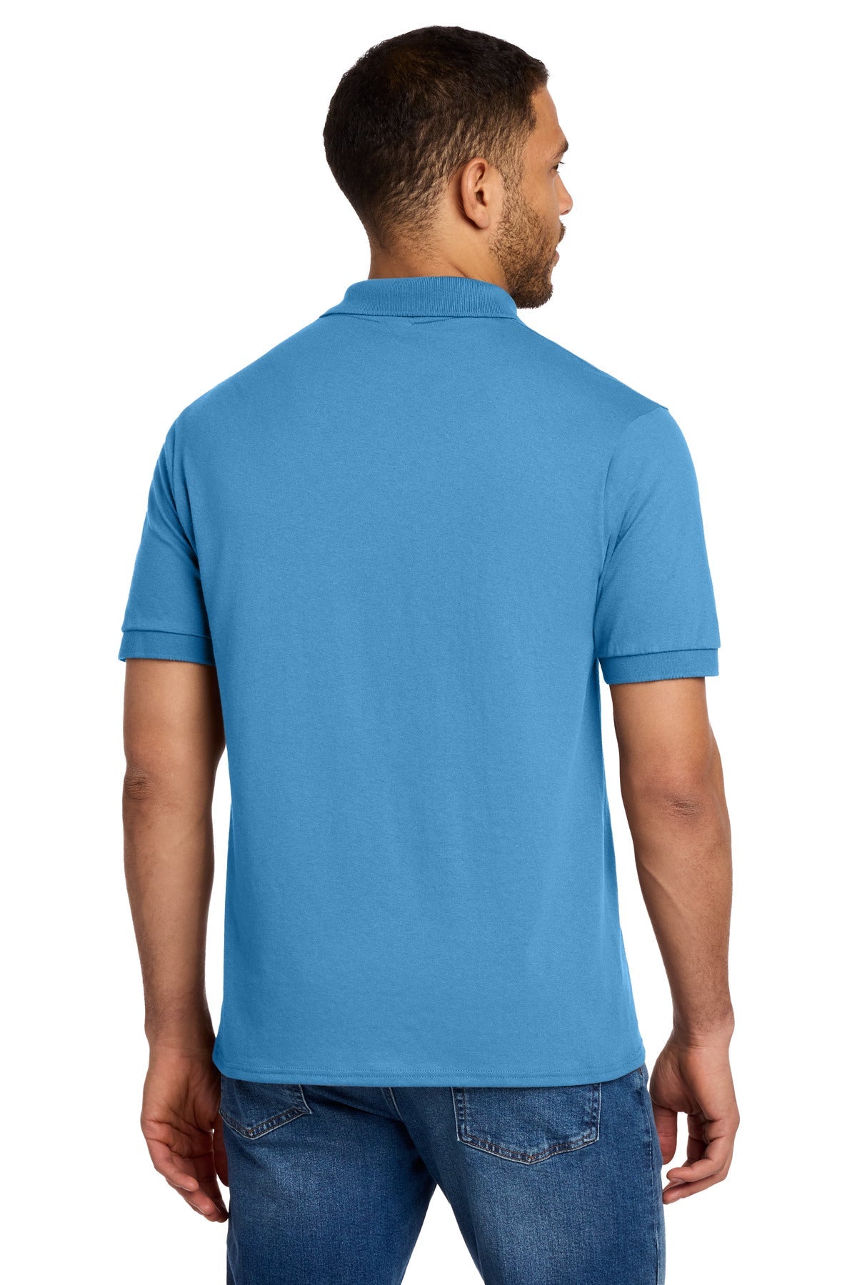 Aquatic Blue Port & Co Core Blend Jersey Knit Polo. KP55
