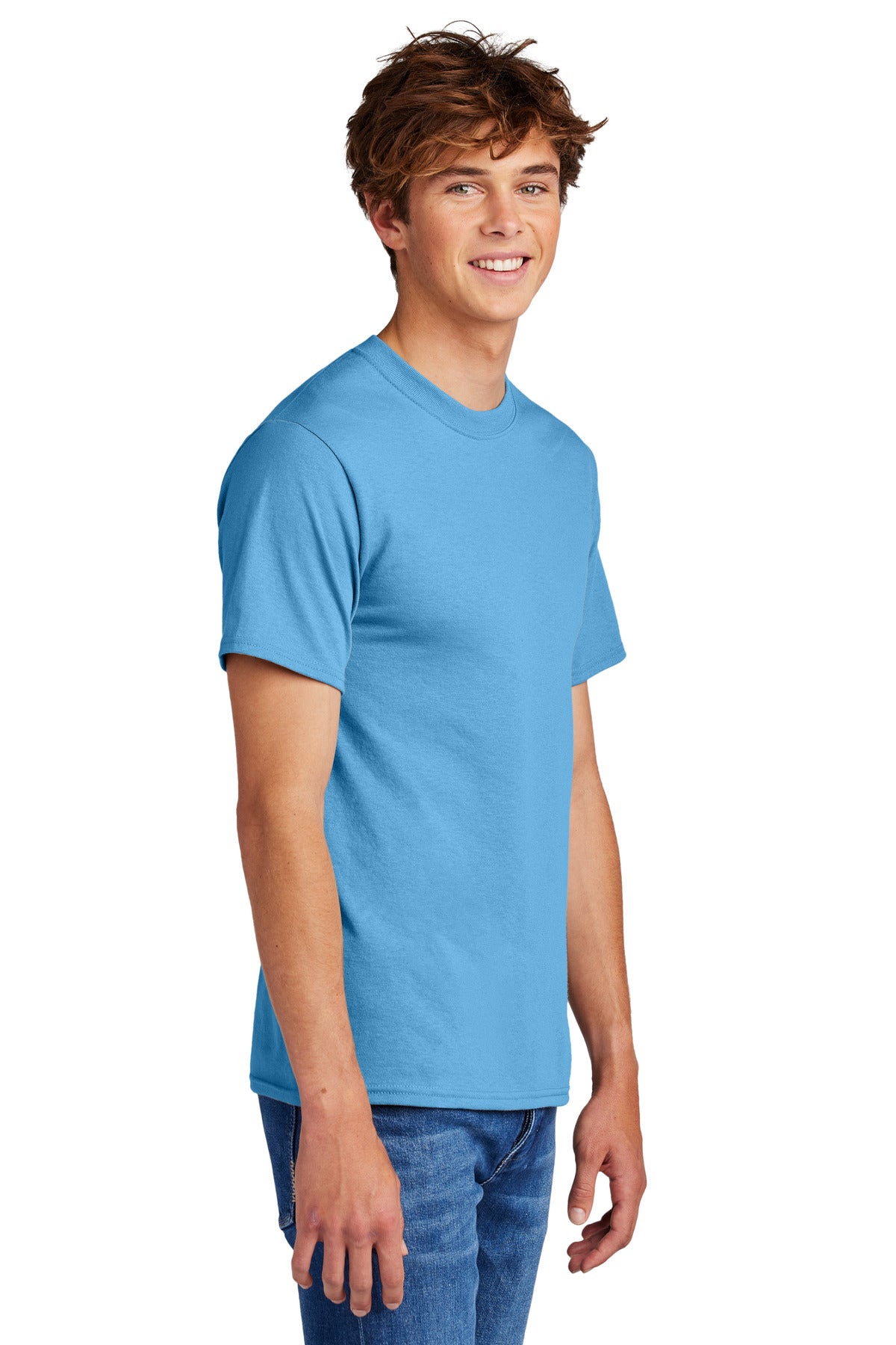 Aquatic Blue Port & Co Core Blend Tee. PC55