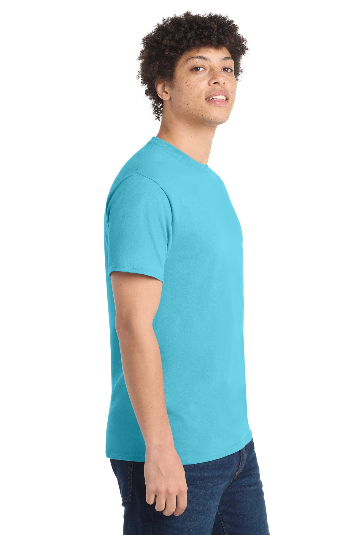 Aquatic Blue Port & Co Core Cotton Tee. PC54