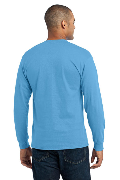 Aquatic Blue Port & Co Long Sleeve Core Blend Tee. PC55LS