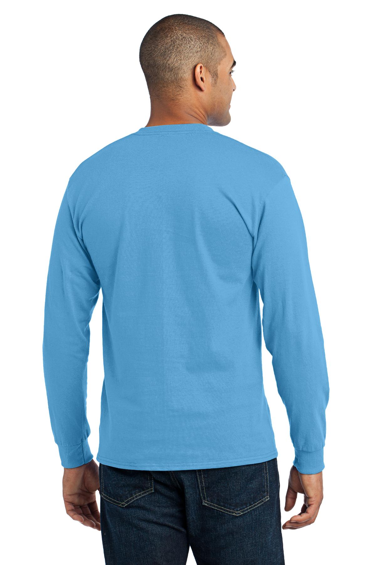 Aquatic Blue Port & Co Long Sleeve Core Blend Tee. PC55LS