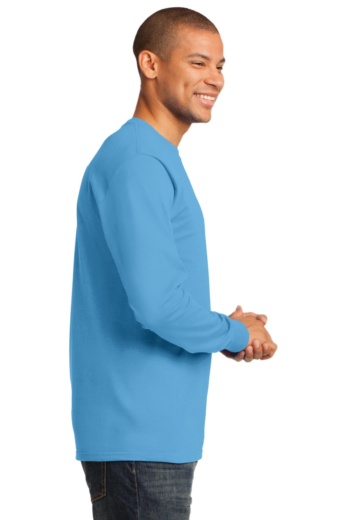 Aquatic Blue Port & Co Long Sleeve Essential Tee. PC61LS