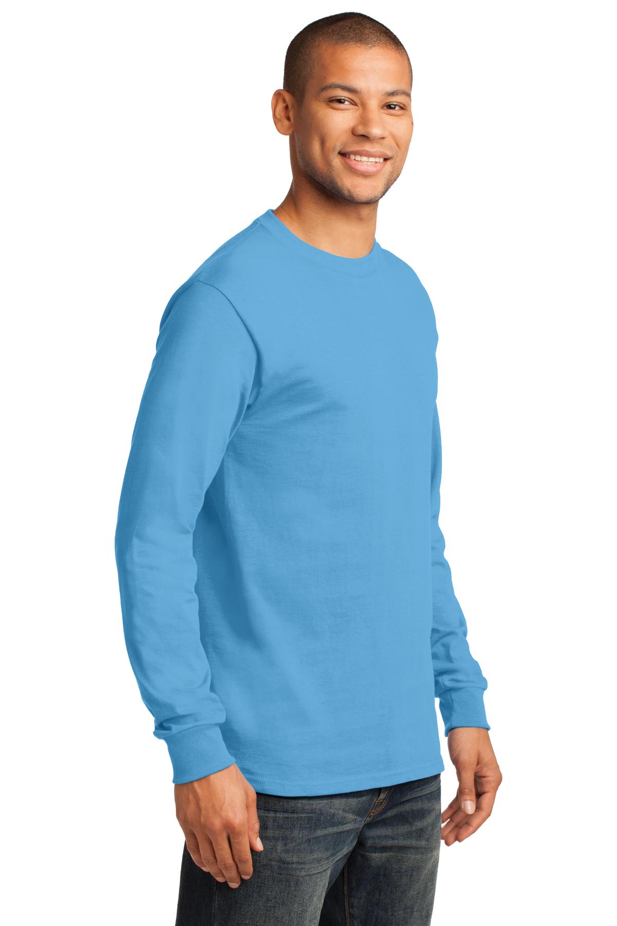 Aquatic Blue Port & Co Long Sleeve Essential Tee. PC61LS