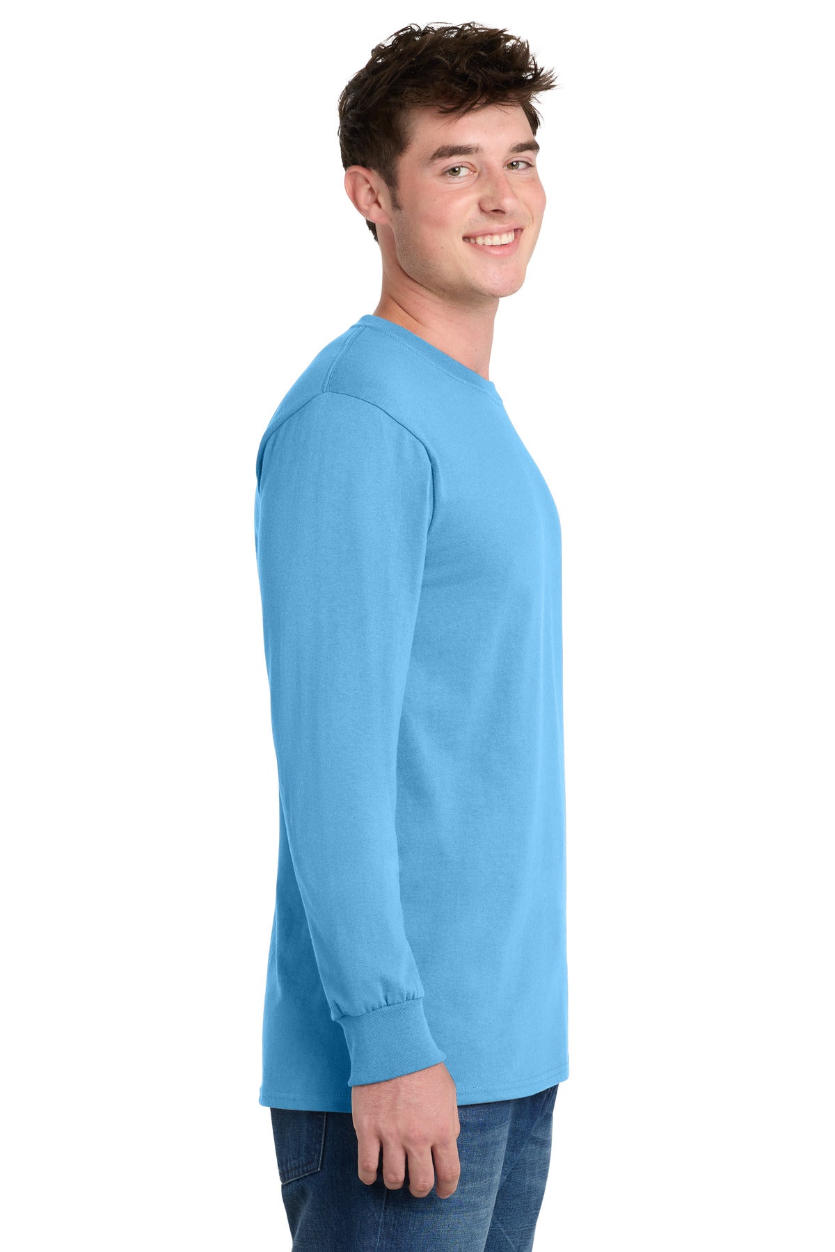 Aquatic Blue Port & Co Long Sleeve Essential Tee. PC61LS