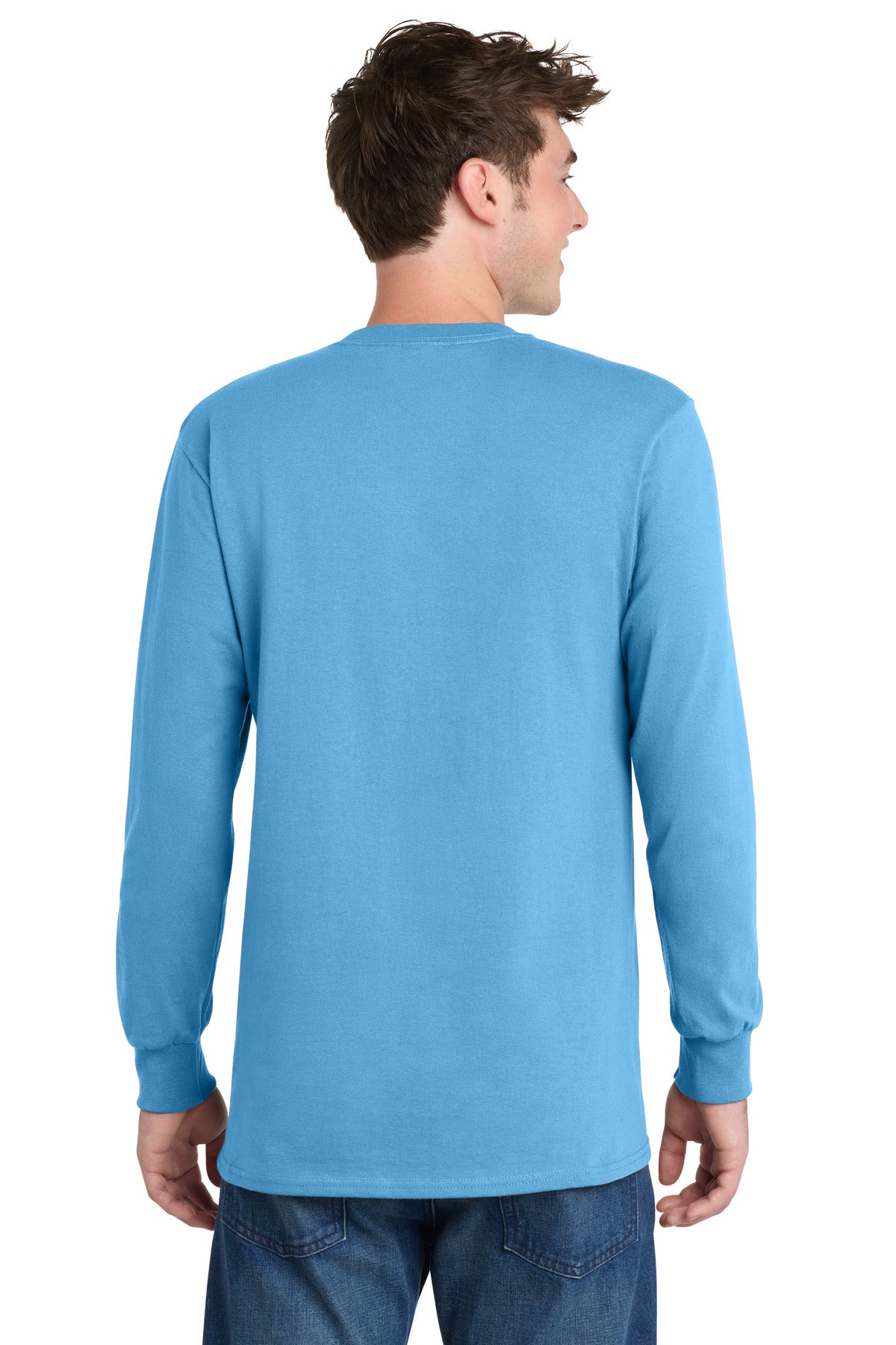 Aquatic Blue Port & Co Long Sleeve Essential Tee. PC61LS