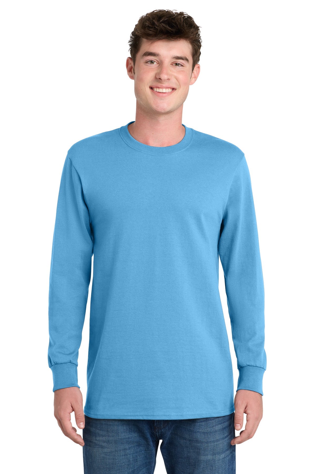 Aquatic Blue Port & Co Long Sleeve Essential Tee. PC61LS