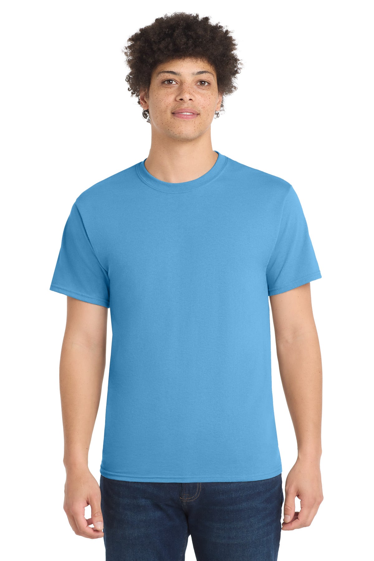 Aquatic Blue Port & Co Tall Core Blend Tee. PC55T