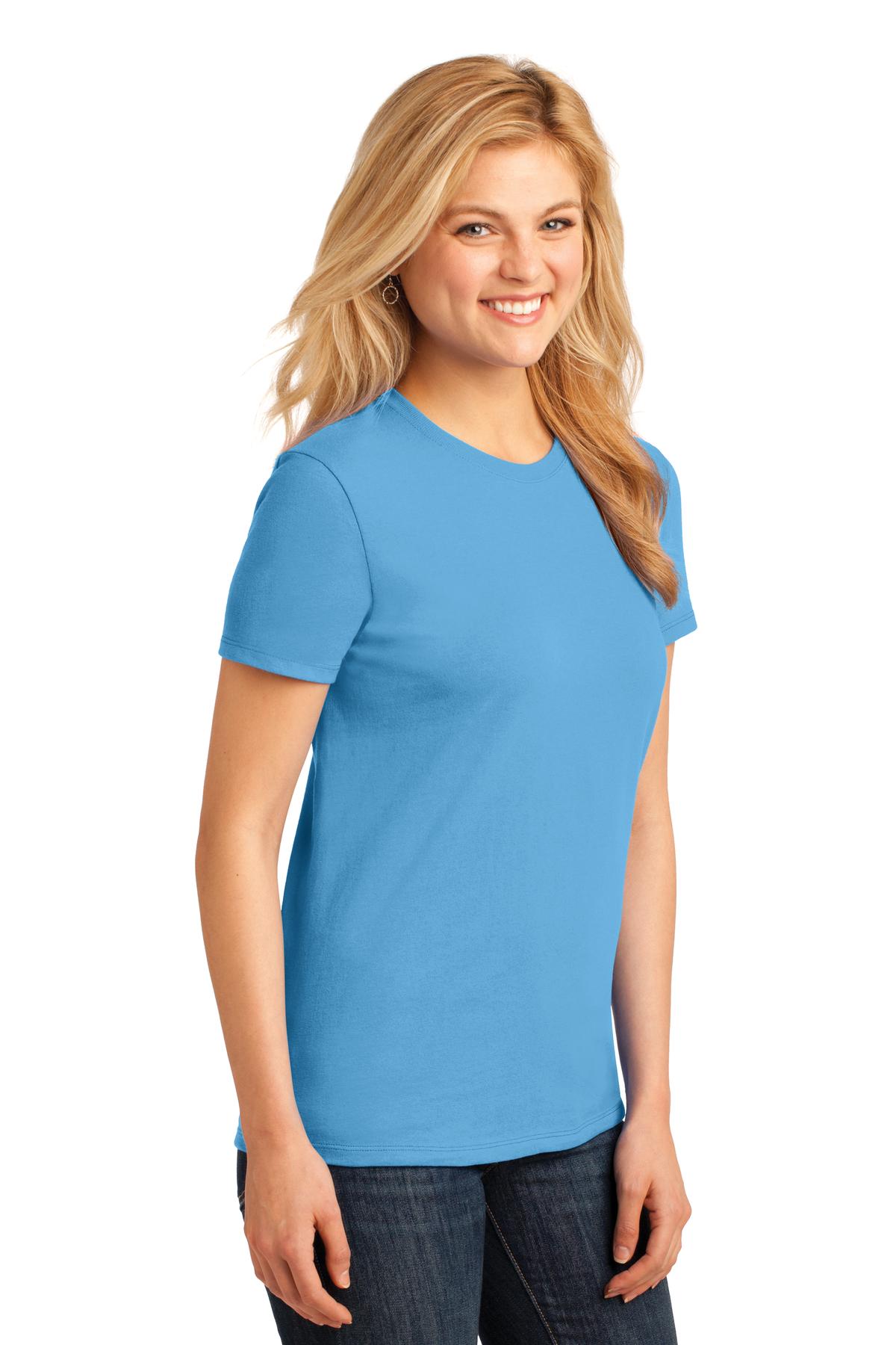 Aquatic Blue Port & Co Women's Core Cotton Tee. LPC54