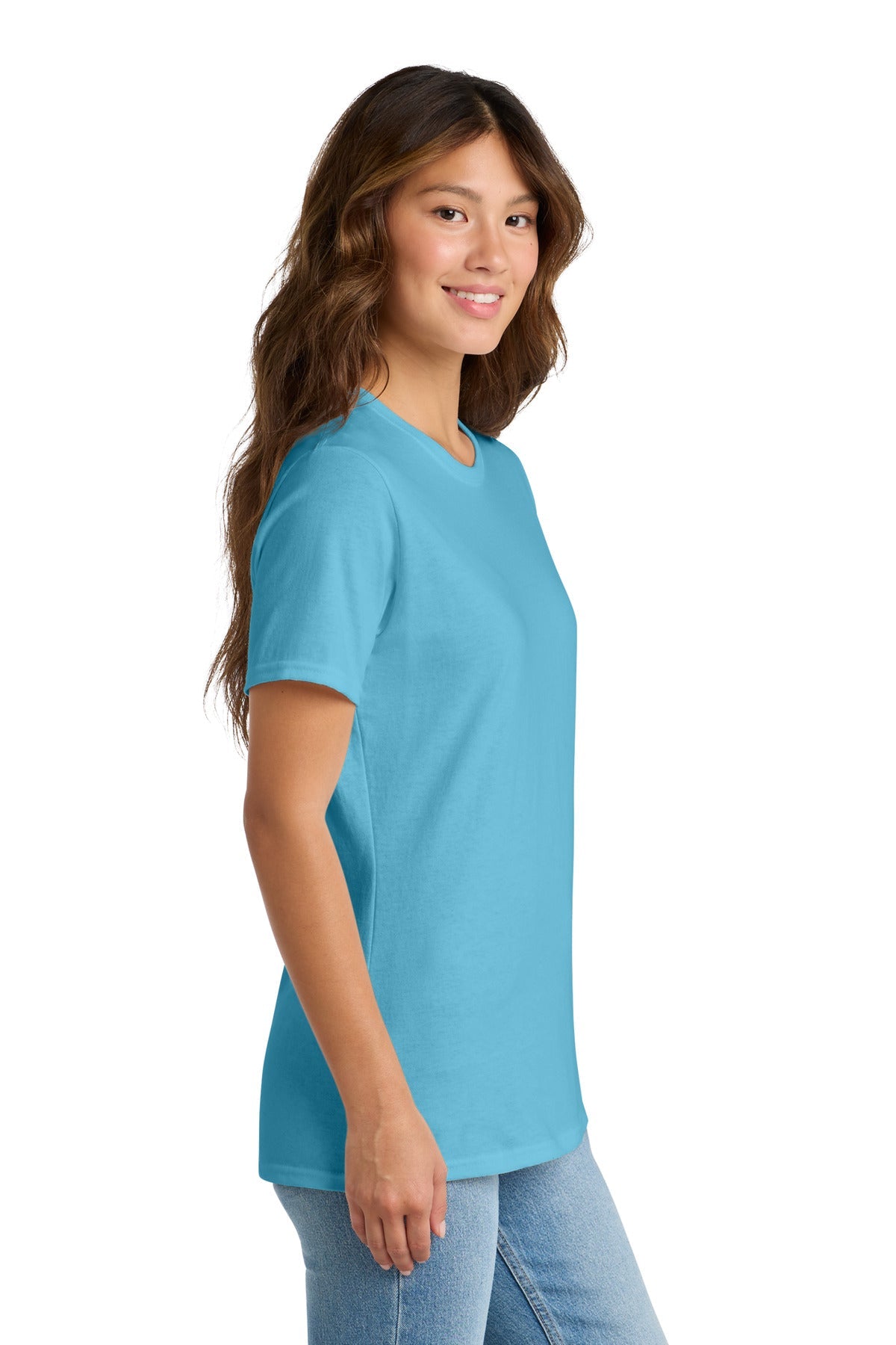 Aquatic Blue Port & Co Women's Core Cotton Tee. LPC54