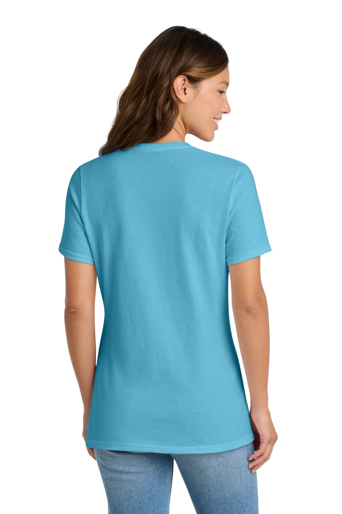 Aquatic Blue Port & Co Women's Core Cotton Tee. LPC54