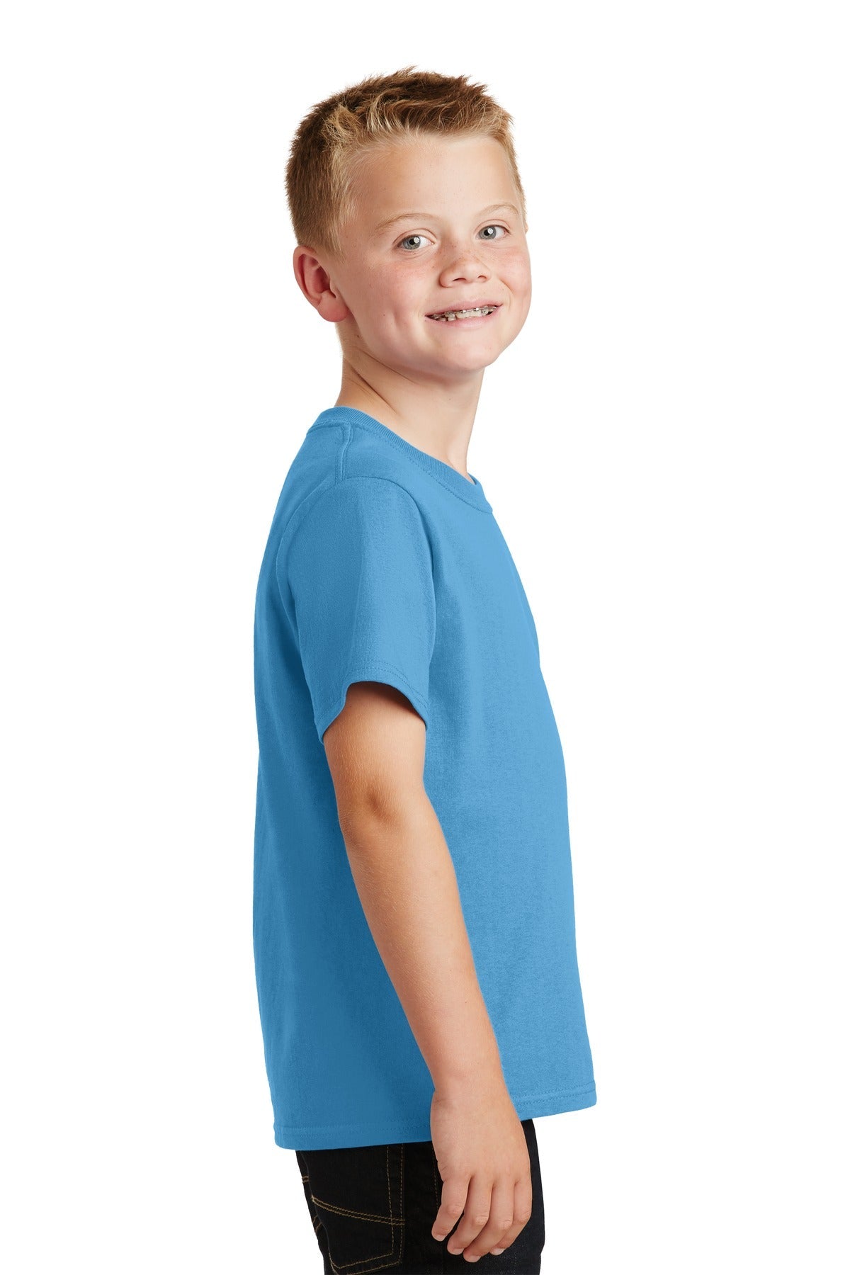 Aquatic Blue Port & Co Youth Core Cotton Tee. PC54Y