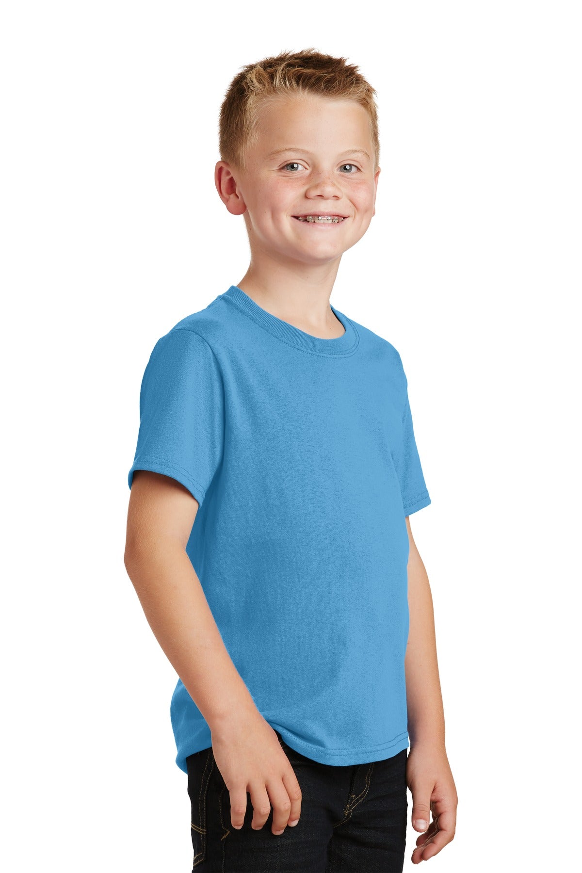 Aquatic Blue Port & Co Youth Core Cotton Tee. PC54Y
