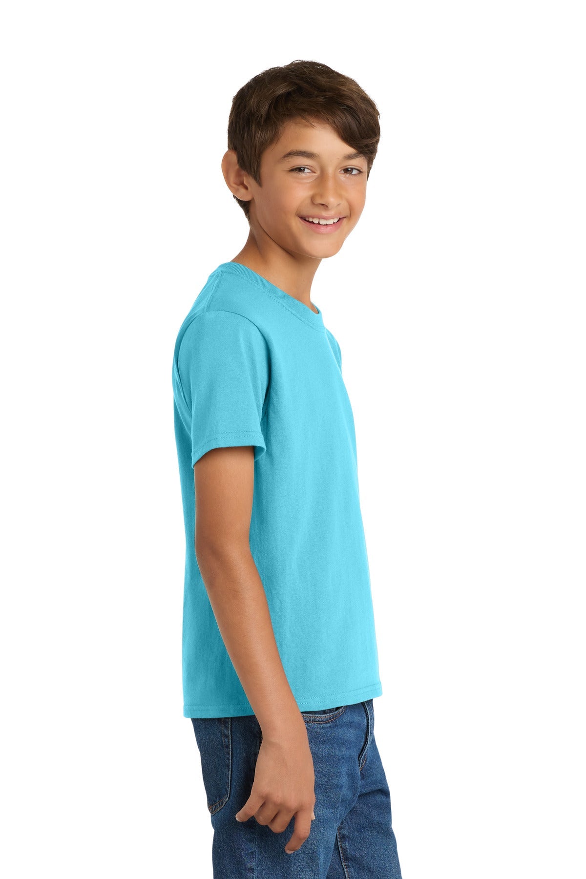 Aquatic Blue Port & Co Youth Core Cotton Tee. PC54Y