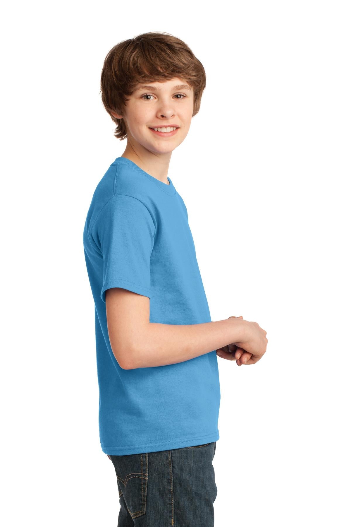 Aquatic Blue Port & Co Youth Essential Tee. PC61Y