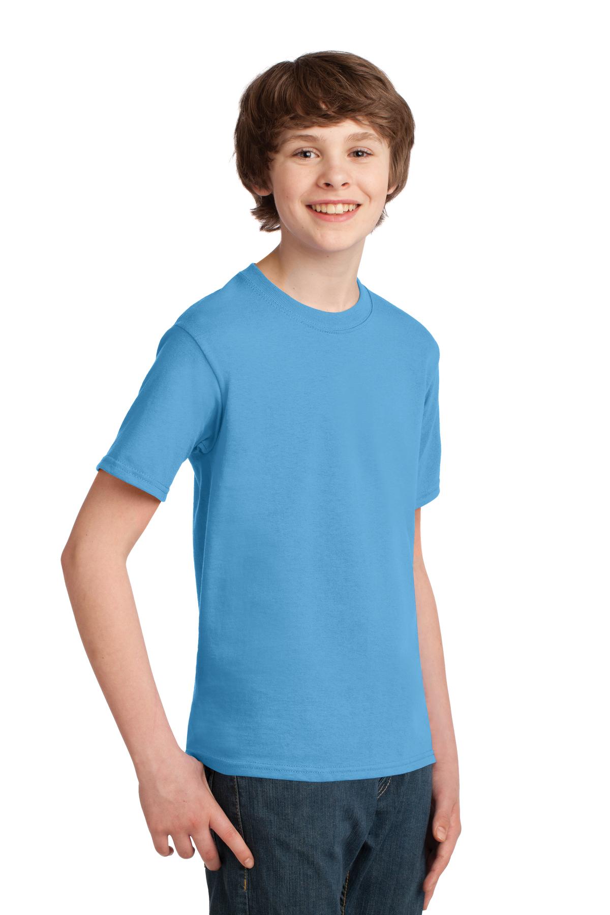 Aquatic Blue Port & Co Youth Essential Tee. PC61Y