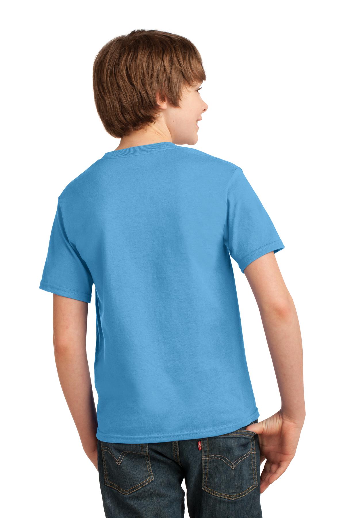 Aquatic Blue Port & Co Youth Essential Tee. PC61Y