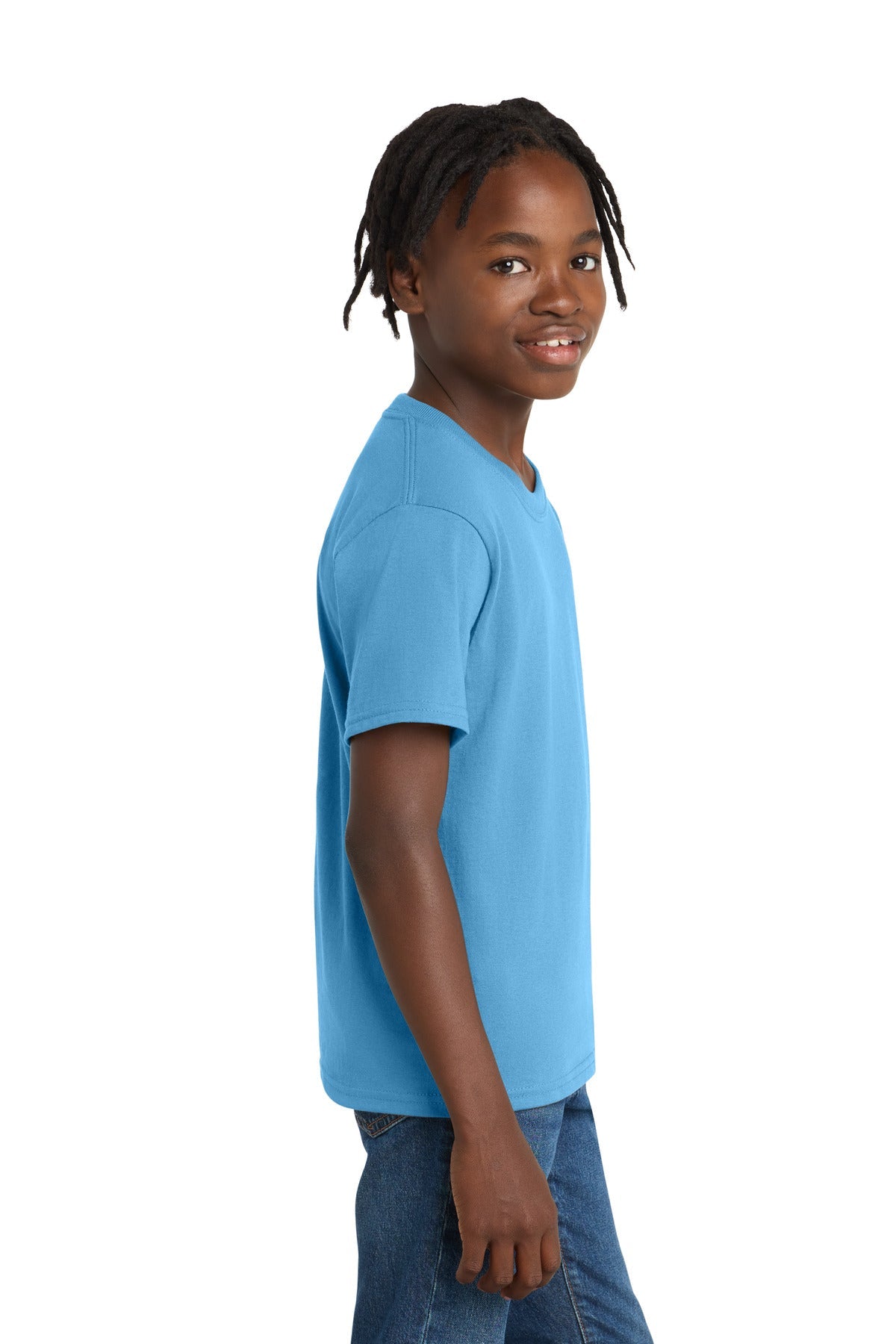 Aquatic Blue Port & Co Youth Essential Tee. PC61Y