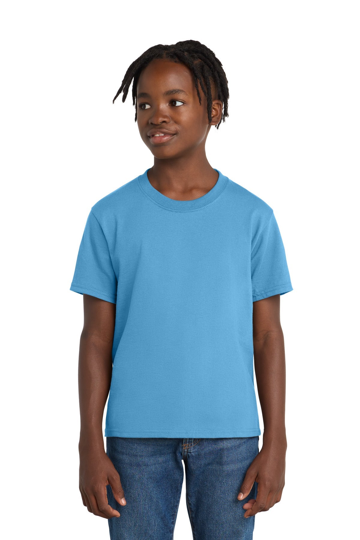 Aquatic Blue Port & Co Youth Essential Tee. PC61Y