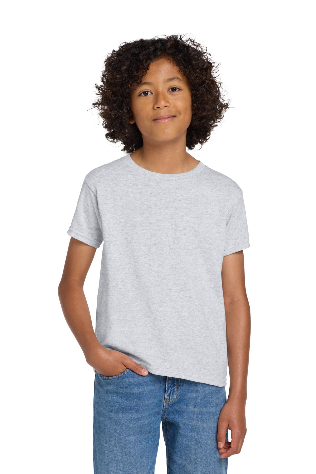 Ash Gildan Youth DryBlend 50 Cotton/50 Poly T-Shirt. 8000B