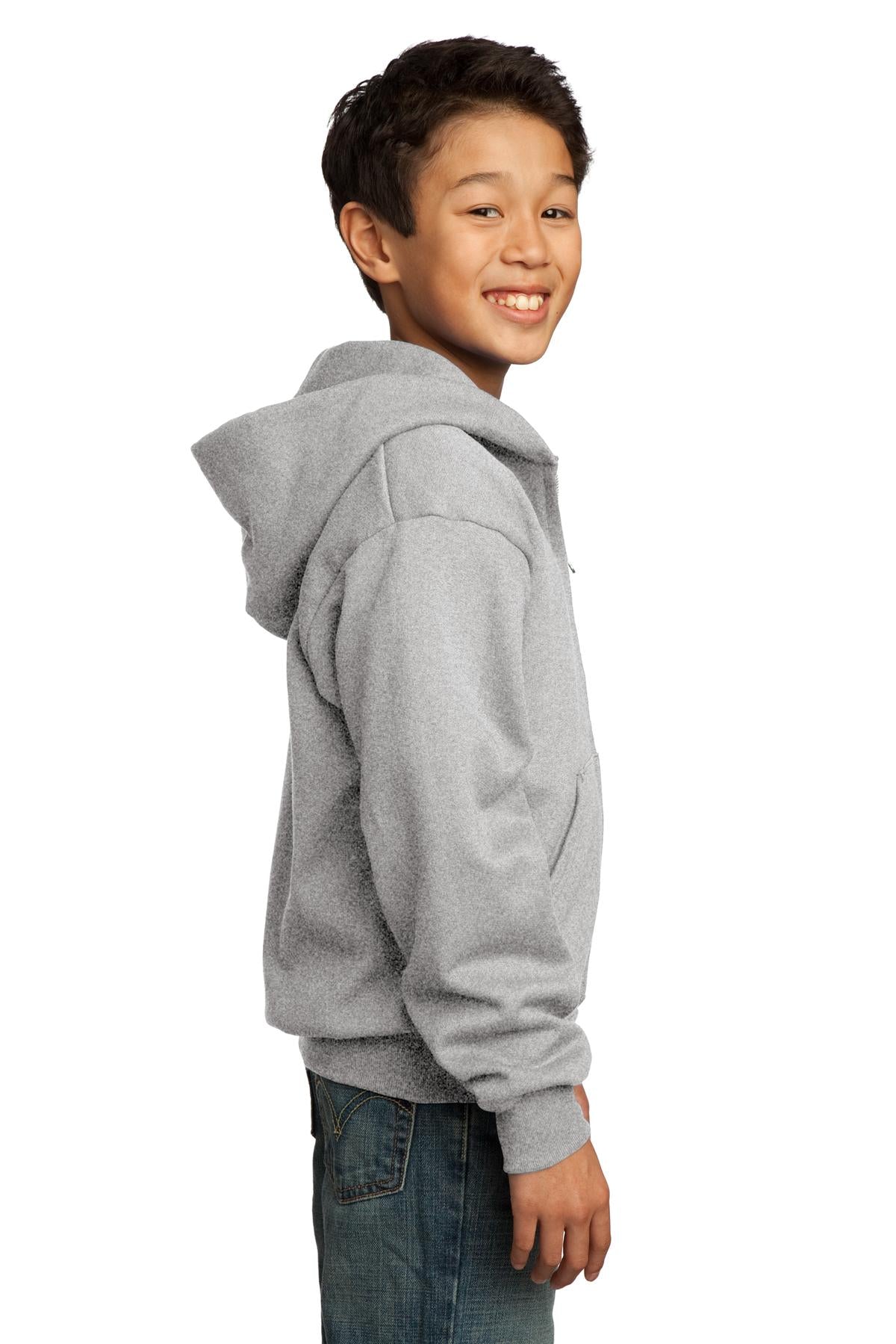 Ash Port & Co Youth Core Fleece Full-Zip Hooded Sweatshirt. PC90YZH