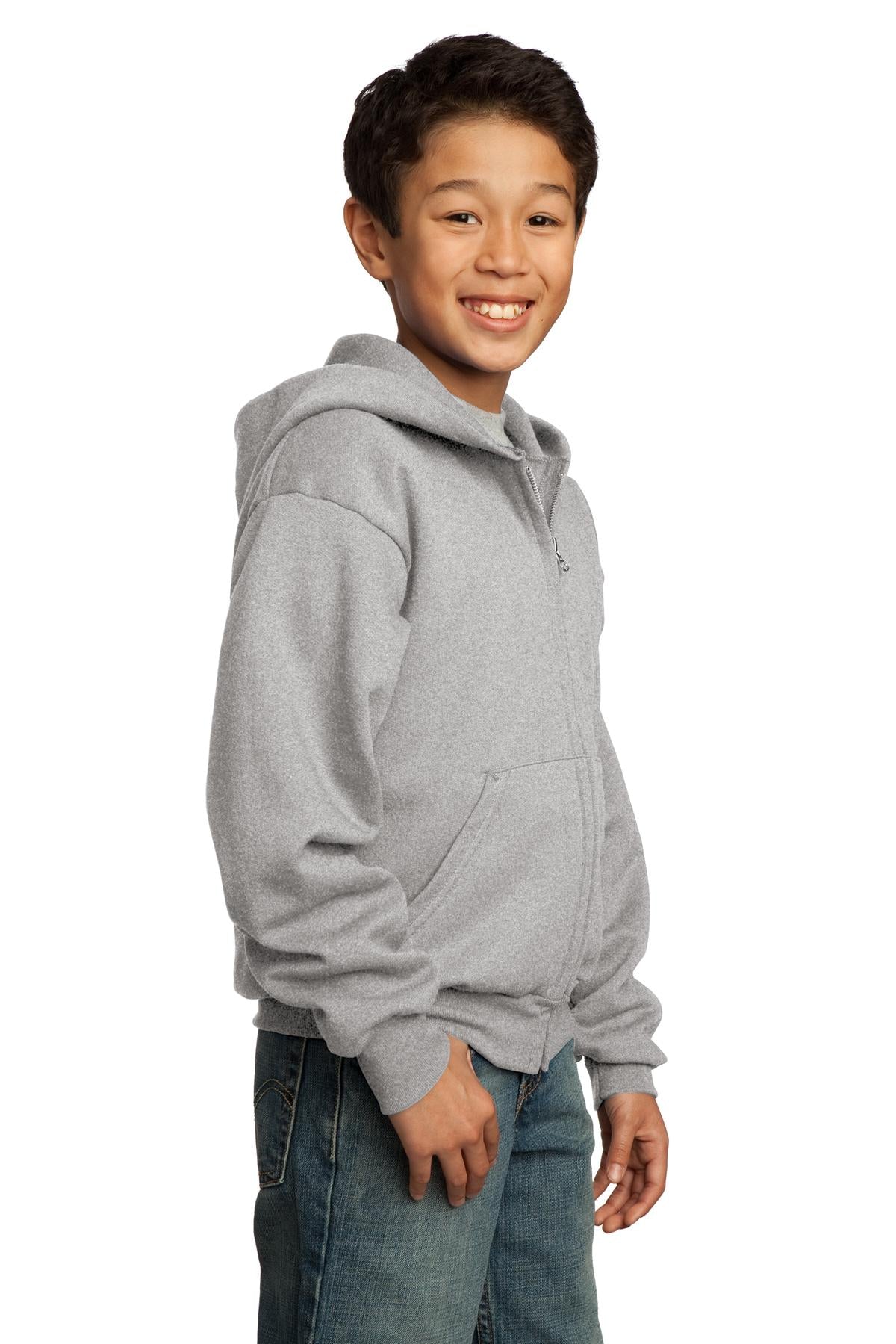 Ash Port & Co Youth Core Fleece Full-Zip Hooded Sweatshirt. PC90YZH