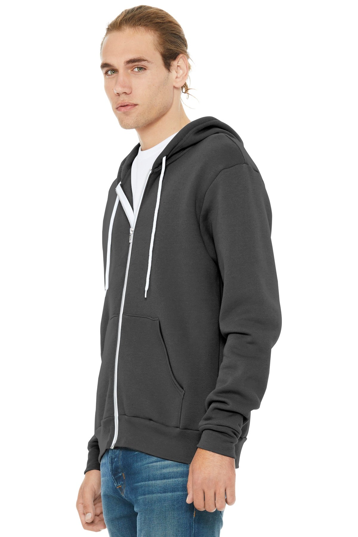 Asphalt BELLA+CANVAS Unisex Sponge Fleece Full-Zip Hoodie. BC3739