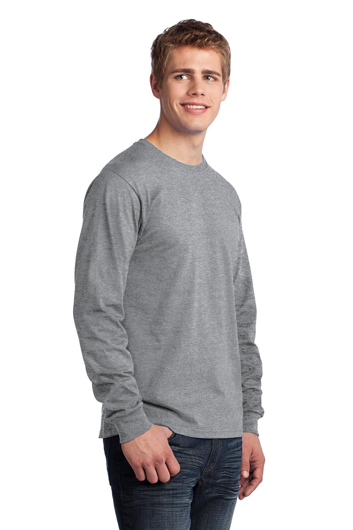 Ath Heather Port & Co Long Sleeve Core Cotton Tee. PC54LS