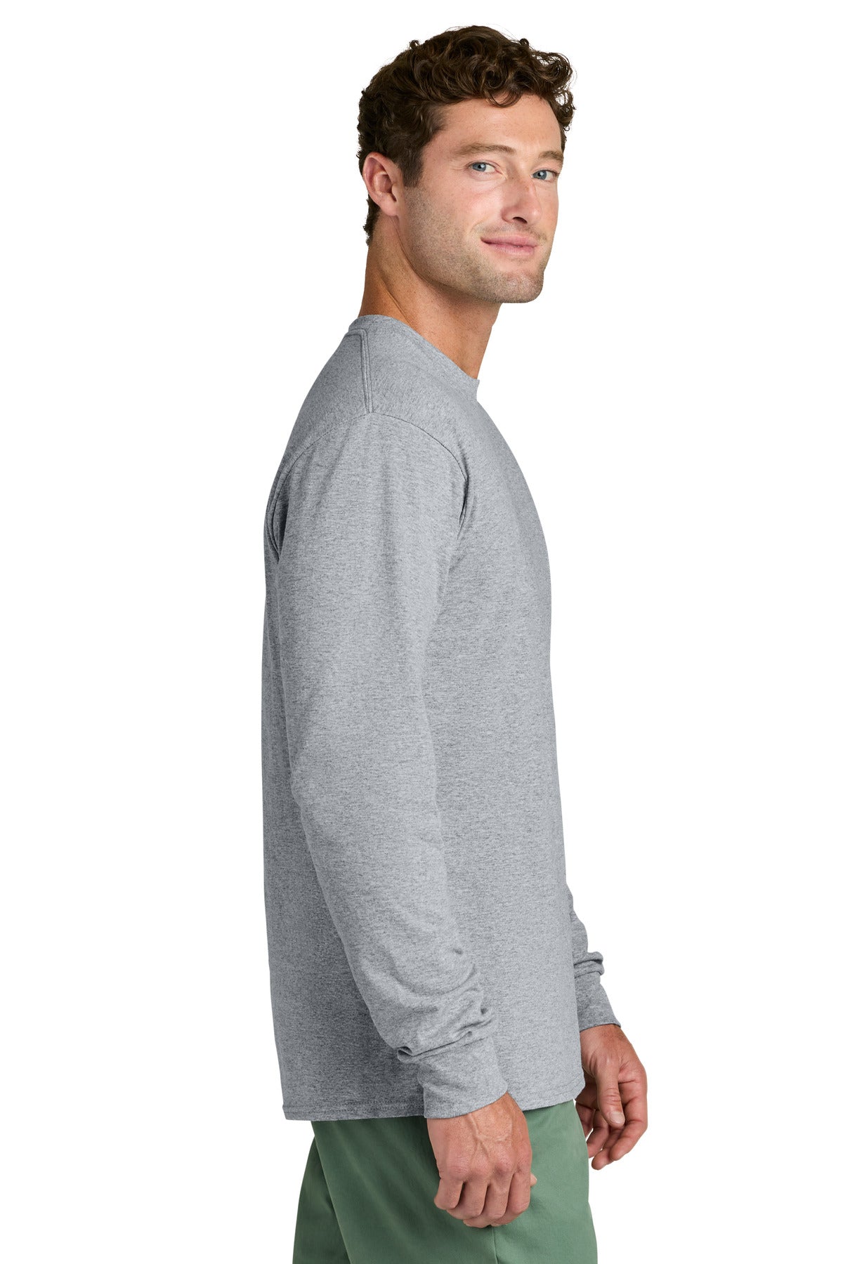 Ath Heather Port & Co Long Sleeve Core Cotton Tee. PC54LS