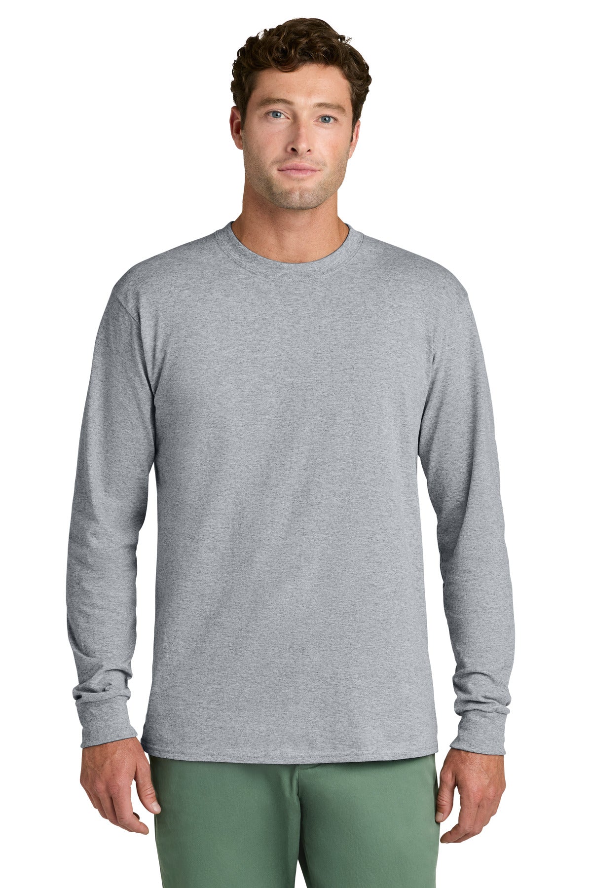 Ath Heather Port & Co Long Sleeve Core Cotton Tee. PC54LS