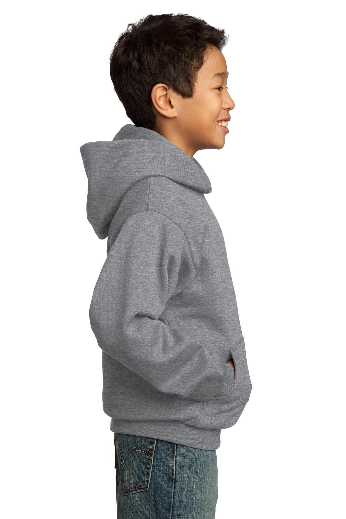 Ath. Heather Port & Co Youth Core Fleece Pullover Hooded Sweatshirt. PC90YH