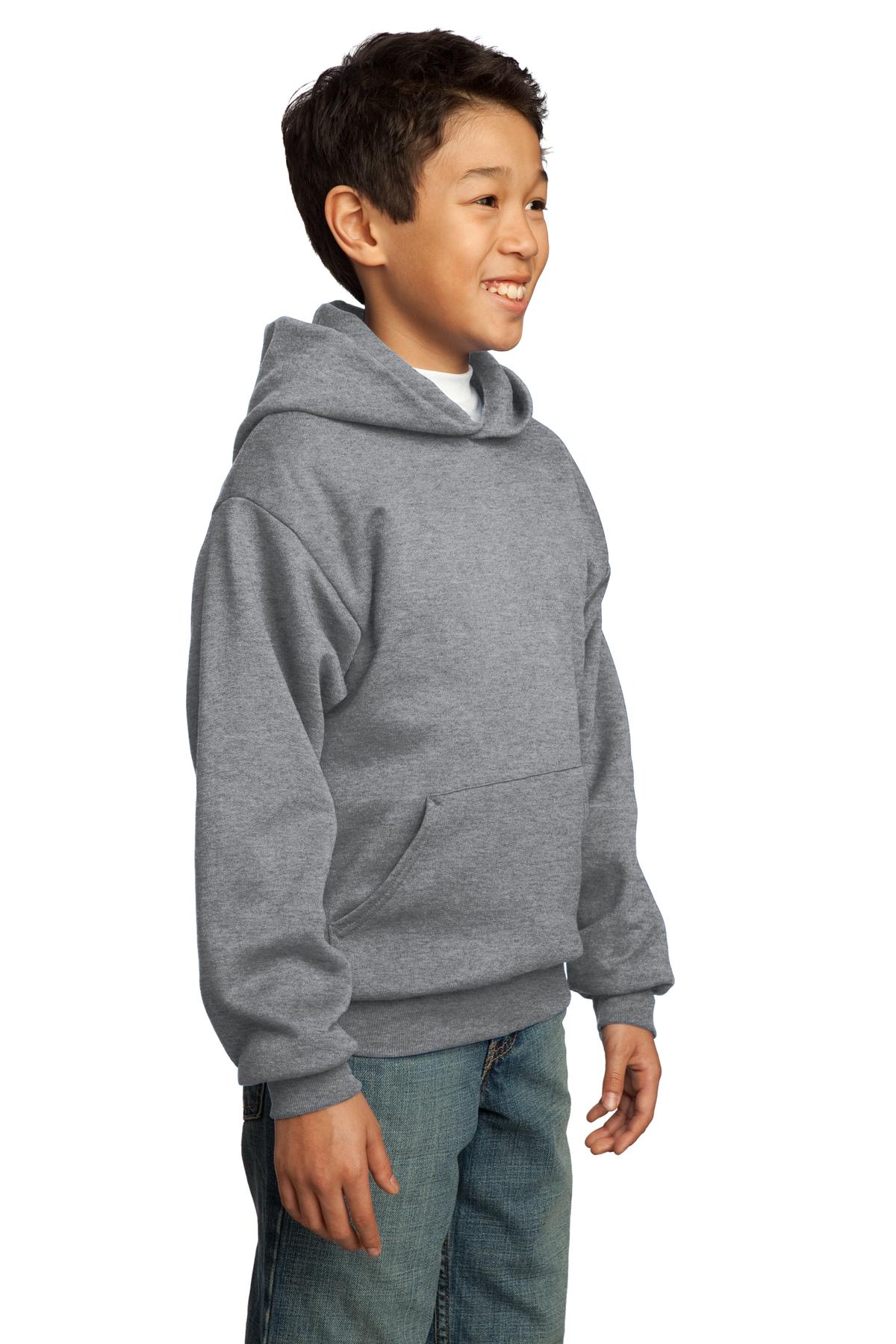 Ath. Heather Port & Co Youth Core Fleece Pullover Hooded Sweatshirt. PC90YH