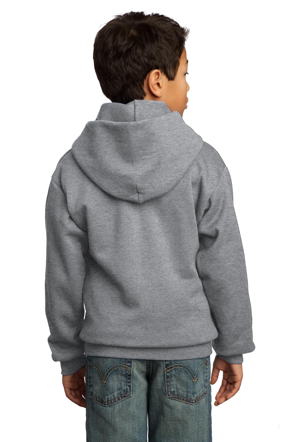 Ath. Heather Port & Co Youth Core Fleece Pullover Hooded Sweatshirt. PC90YH