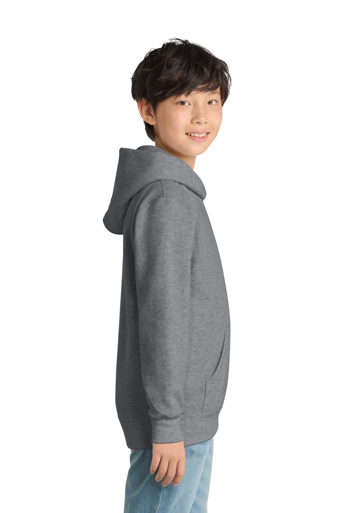 Ath. Heather Port & Co Youth Core Fleece Pullover Hooded Sweatshirt. PC90YH