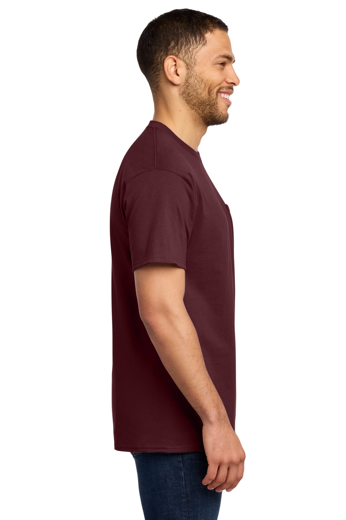 Ath. Maroon Port & Co Essential Pocket Tee. PC61P