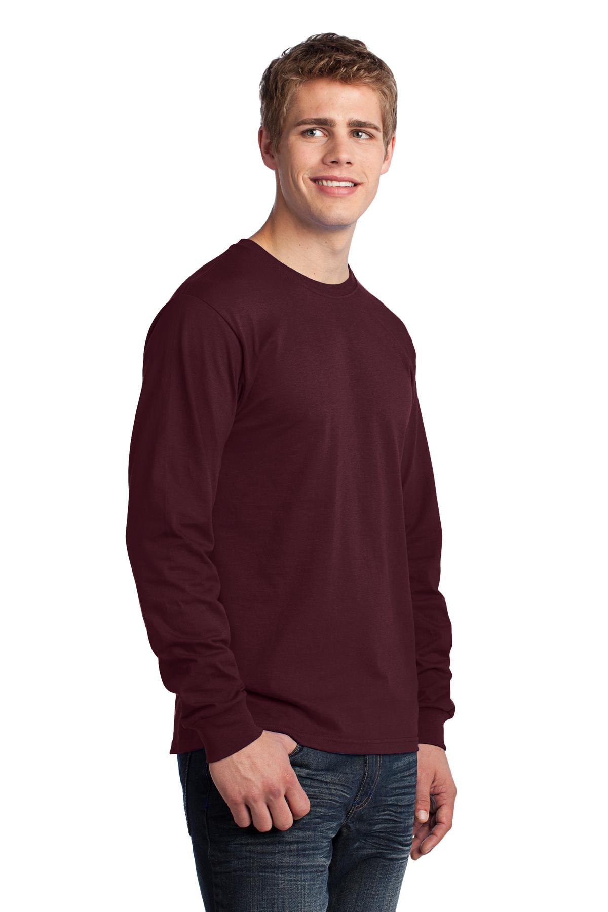 Ath Maroon Port & Co Long Sleeve Core Cotton Tee. PC54LS