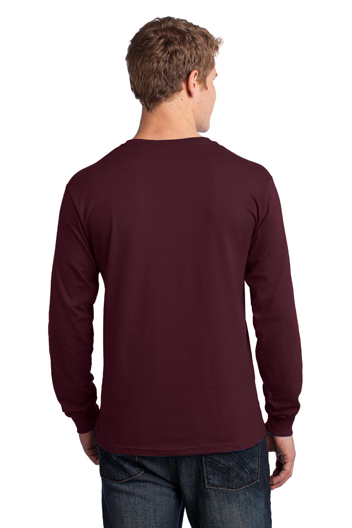 Ath Maroon Port & Co Long Sleeve Core Cotton Tee. PC54LS