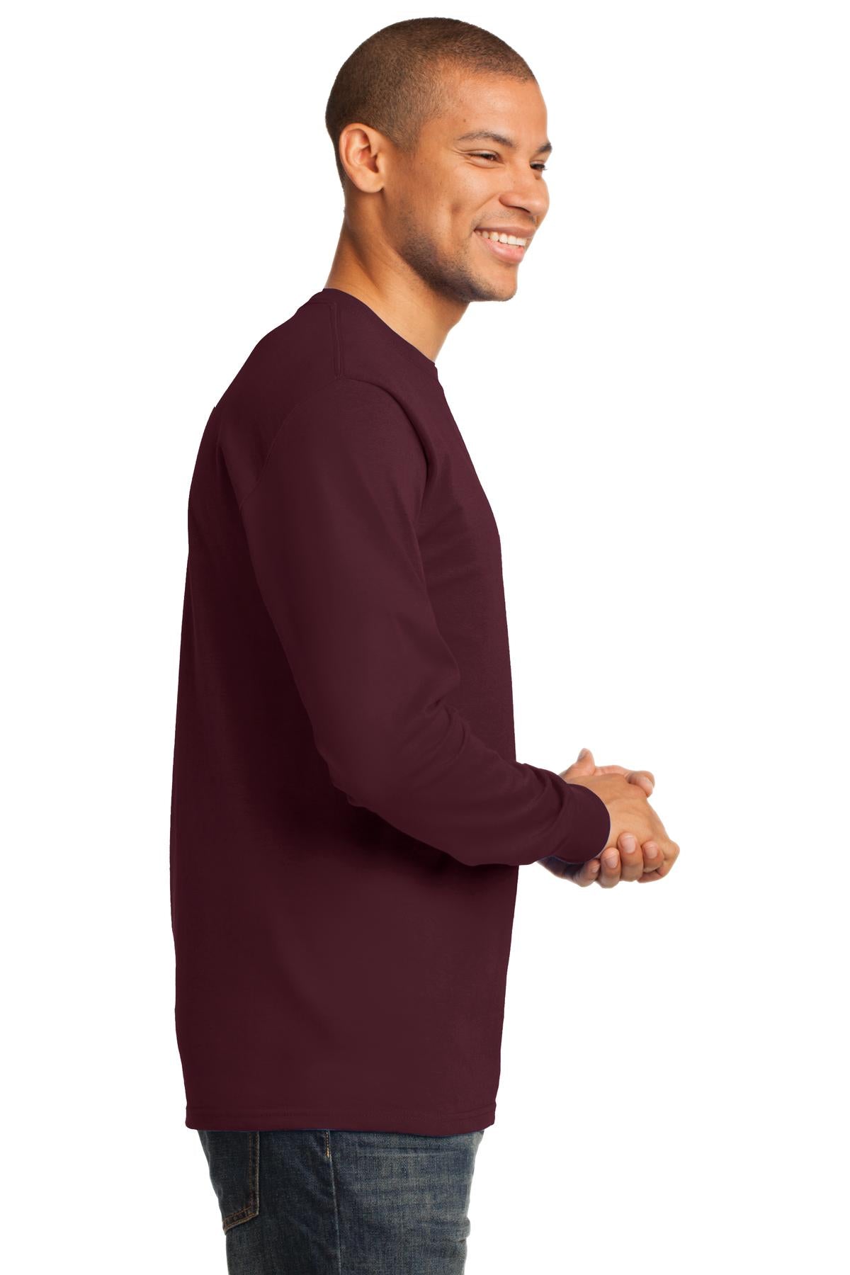 Ath. Maroon Port & Co Long Sleeve Essential Tee. PC61LS