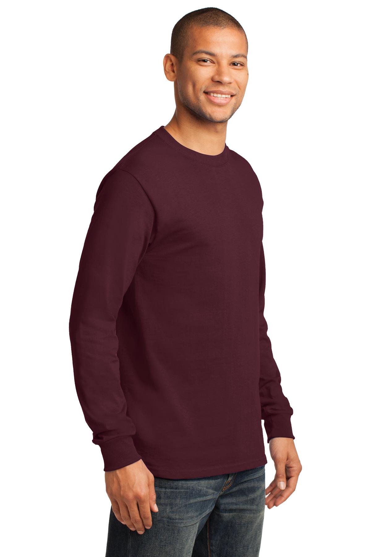 Ath. Maroon Port & Co Long Sleeve Essential Tee. PC61LS