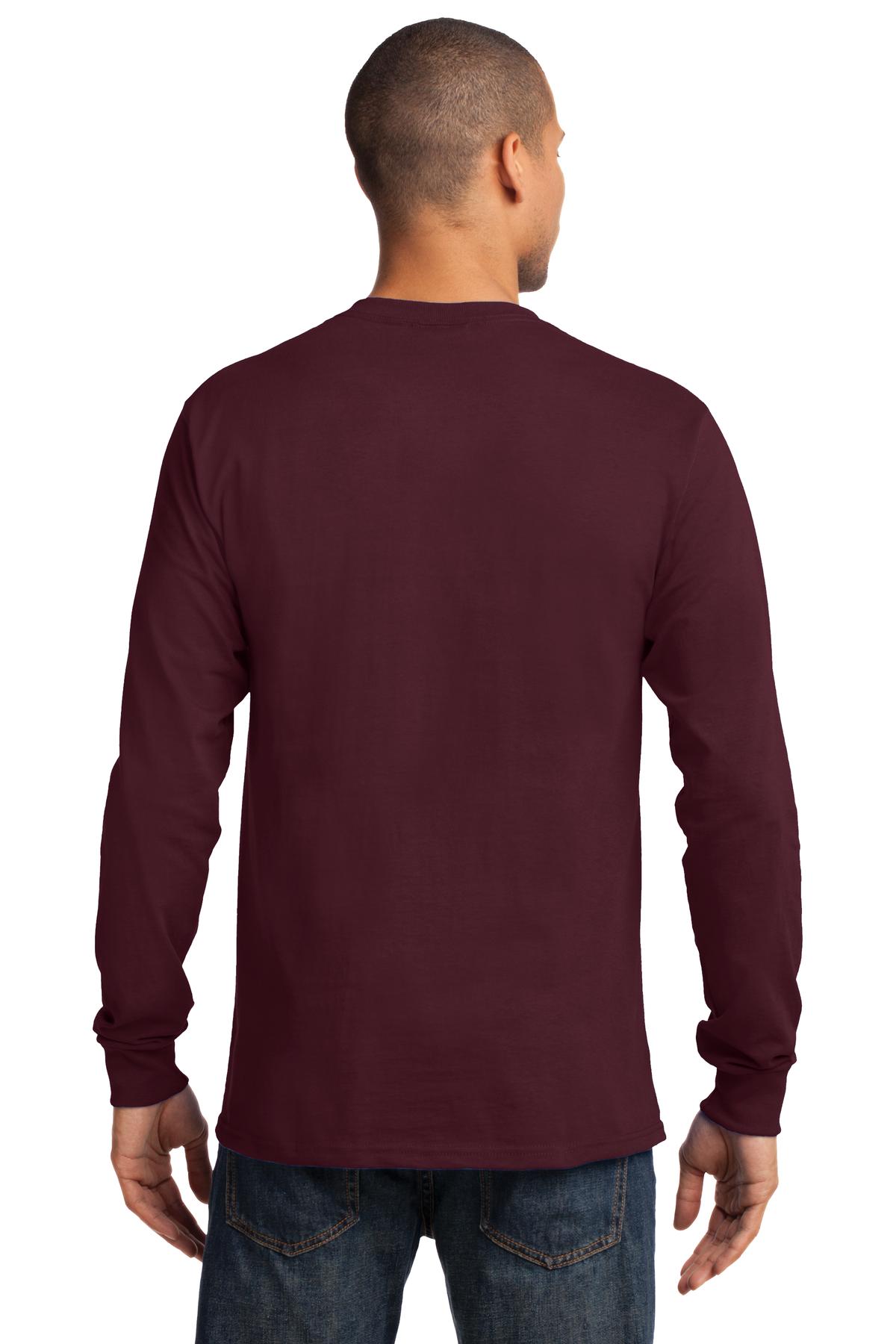 Ath. Maroon Port & Co Long Sleeve Essential Tee. PC61LS