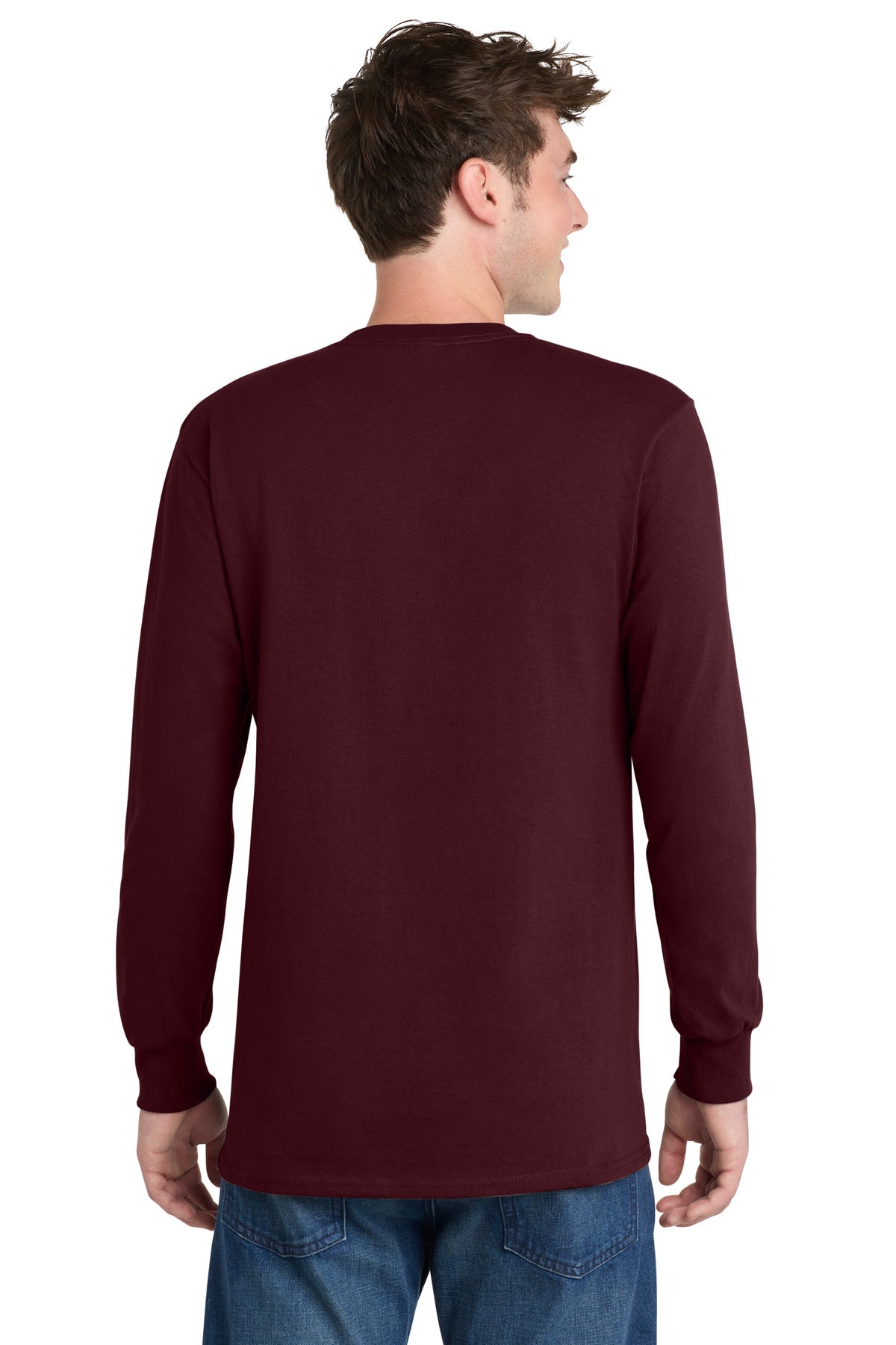 Ath. Maroon Port & Co Long Sleeve Essential Tee. PC61LS