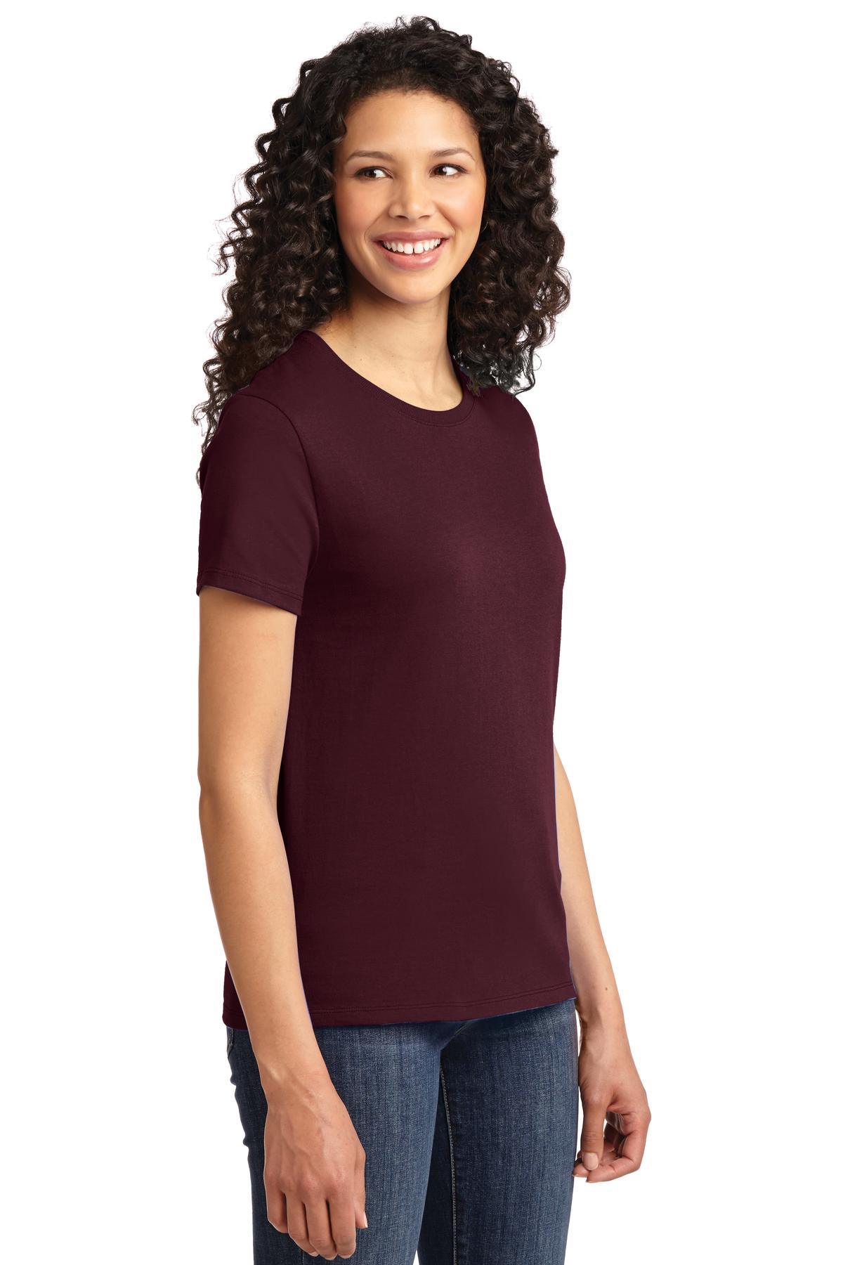 Ath Maroon Port & Co Women's Essential Tee. LPC61