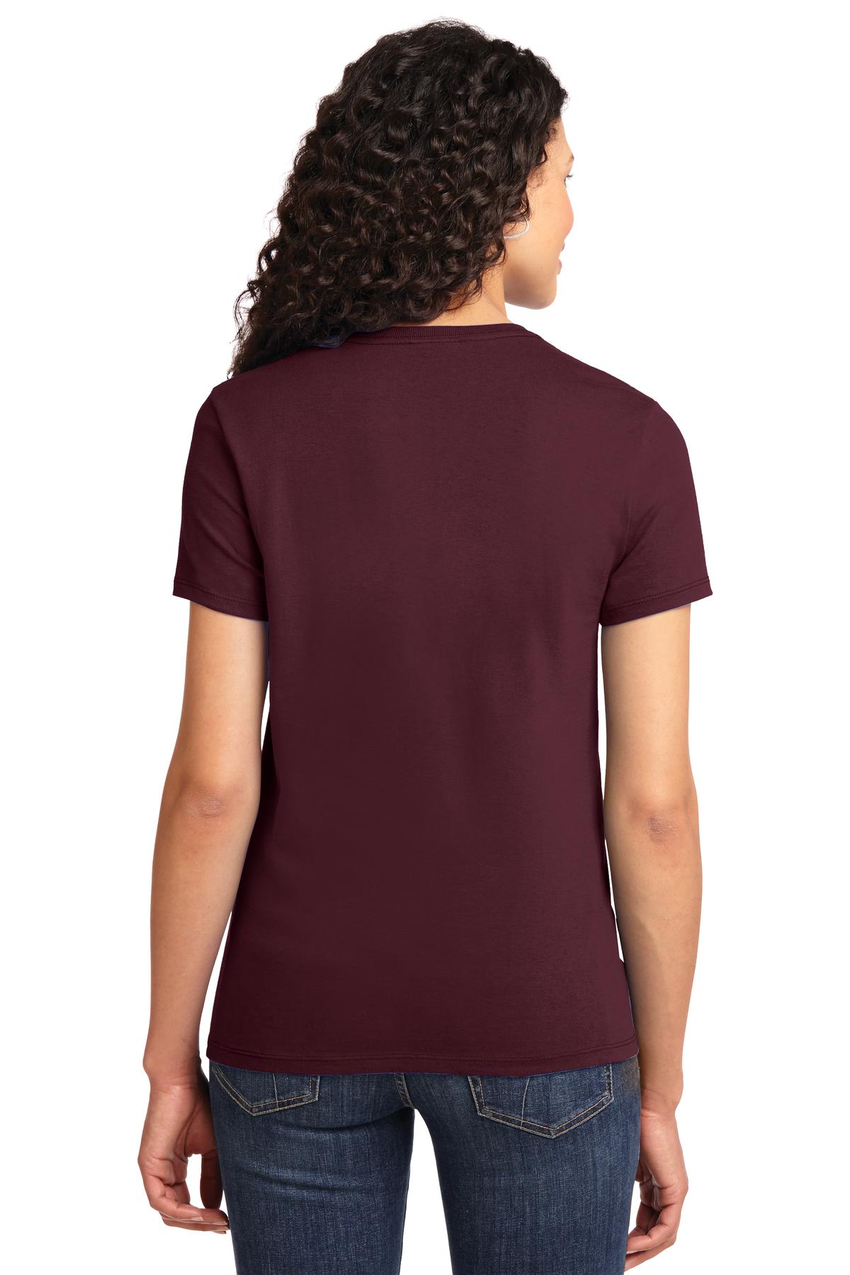 Ath Maroon Port & Co Women's Essential Tee. LPC61