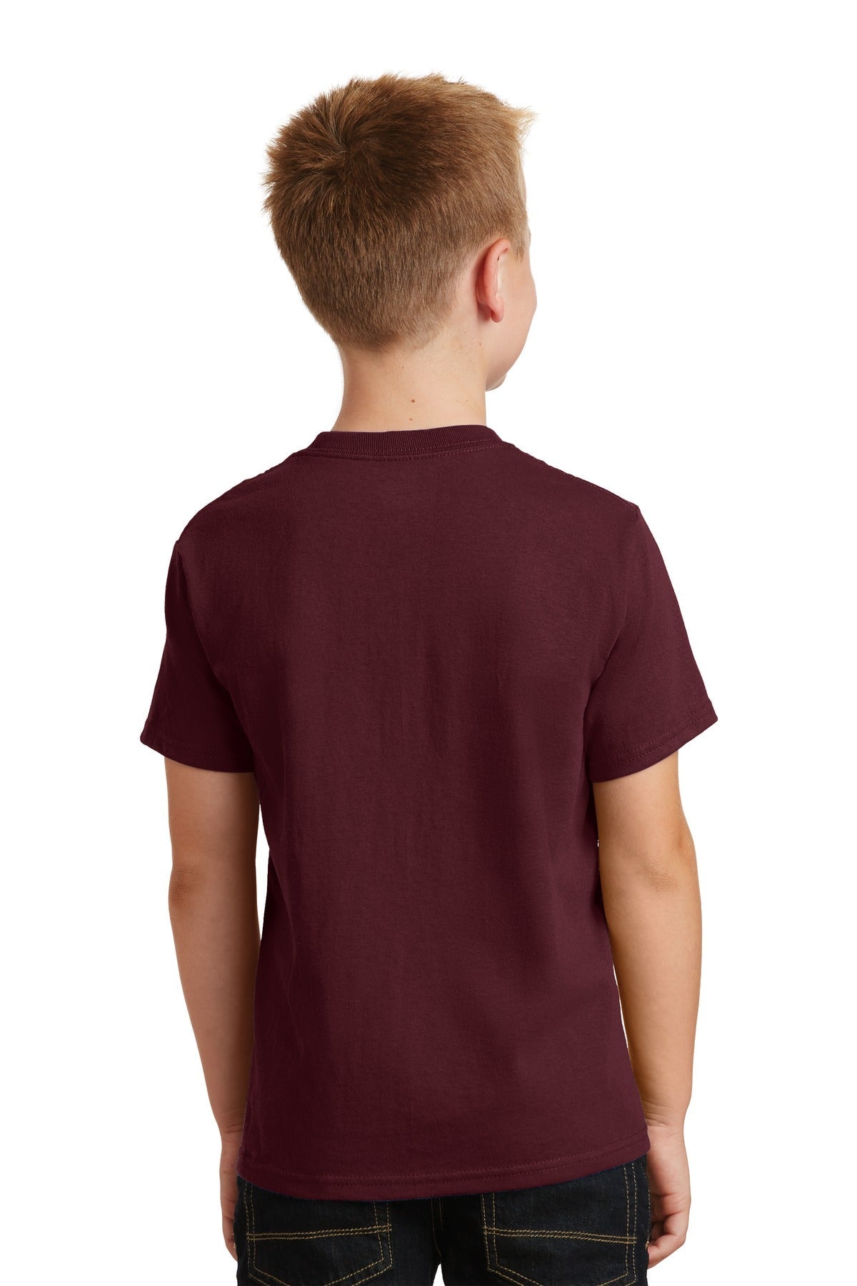 Ath Maroon Port & Co Youth Core Cotton Tee. PC54Y
