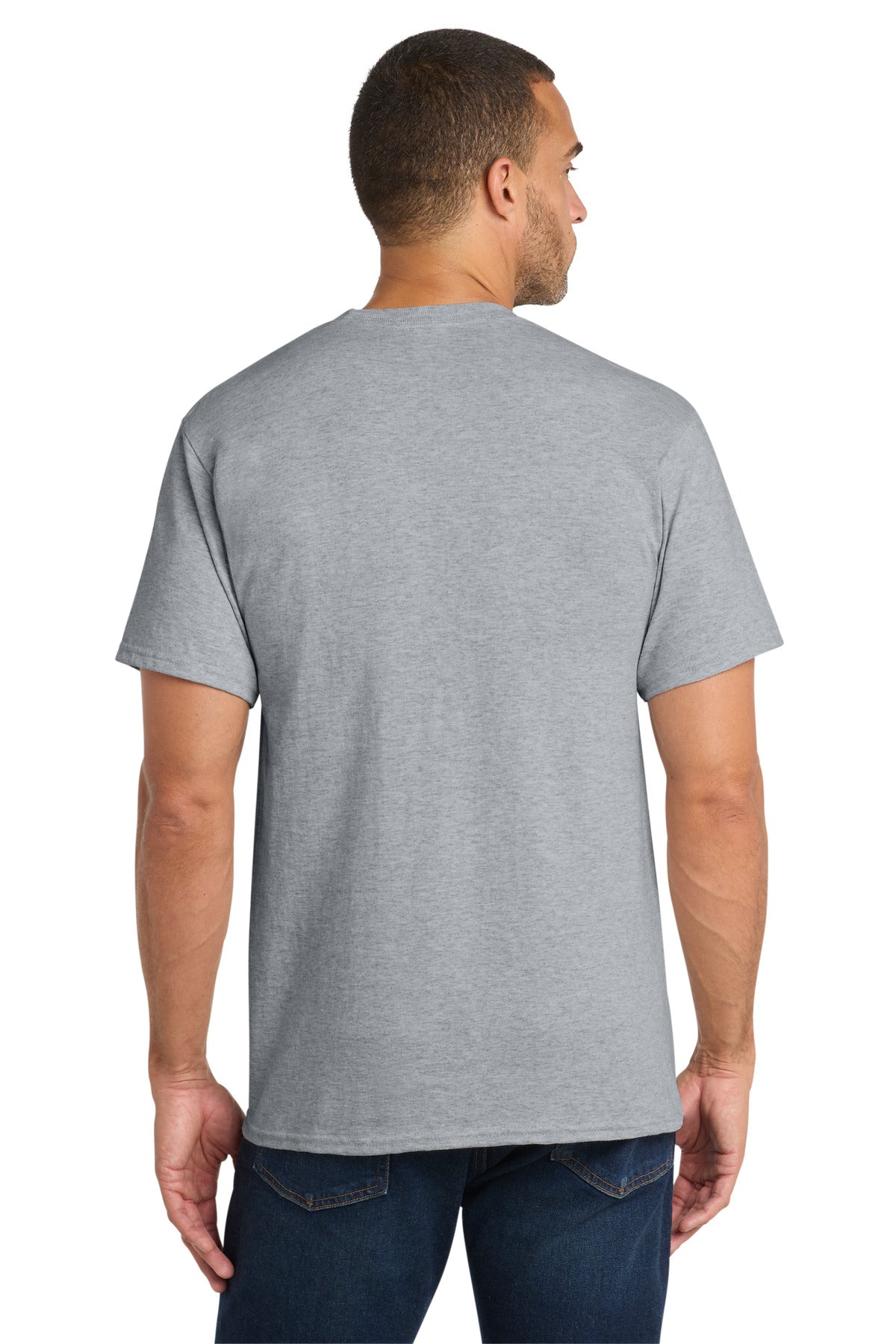 Athl Heather Port & Co Core Cotton Pocket Tee. PC54P