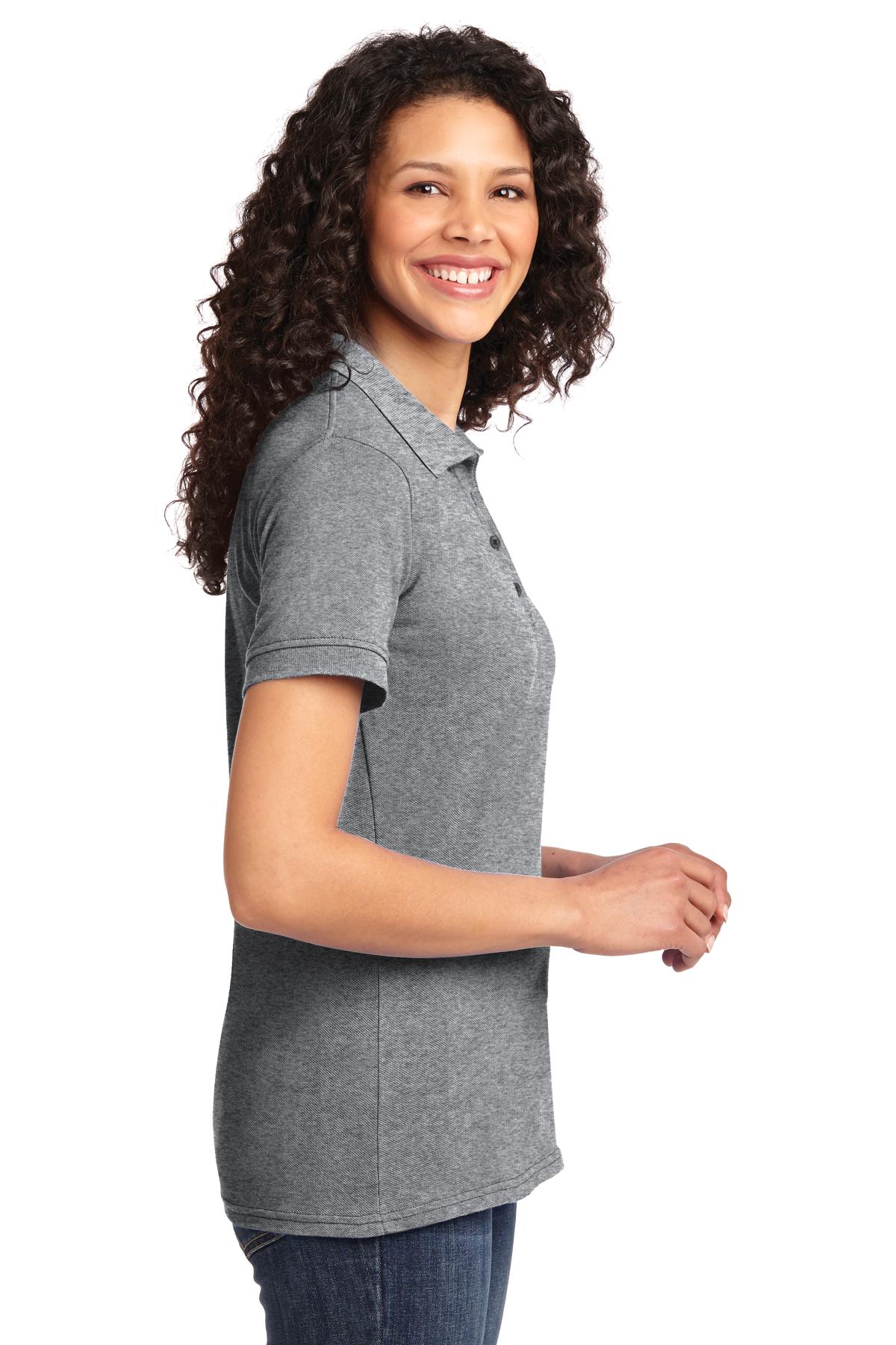 Athl Heather Port & Co Women's Core Blend Pique Polo. LKP155