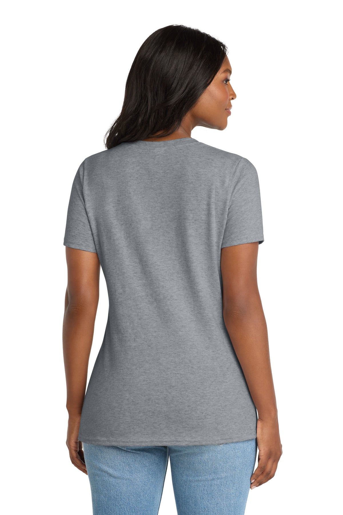 Athl Heather Port & Co Women's Core Cotton V-Neck Tee. LPC54V